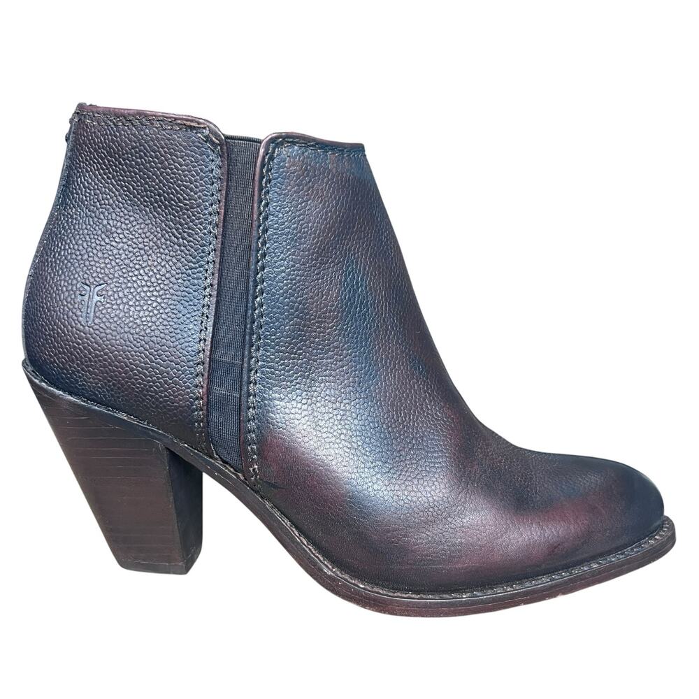 FRYE Sabrina Dark Brown Textured Leather Chelsea Boots Women’s 8.5